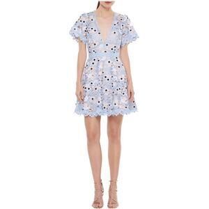 La Maison Talulah Lace Mini Dress Floral Infatuation Blue Wedding Party Size XL